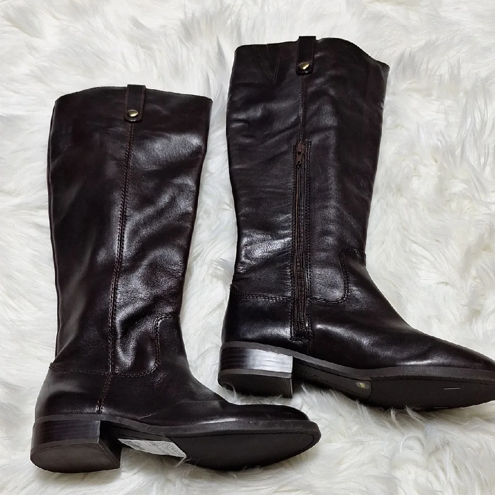 NWT Elegant Brown Leather INC Knee-High Boots 6M Riding Boots